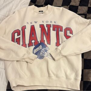NFL New York Giants Cream and Red Crewneck Sweater